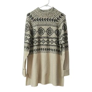 Style & Co. Fair Isle Tunic Sweater Women's XL Black Cream Metallic Threads